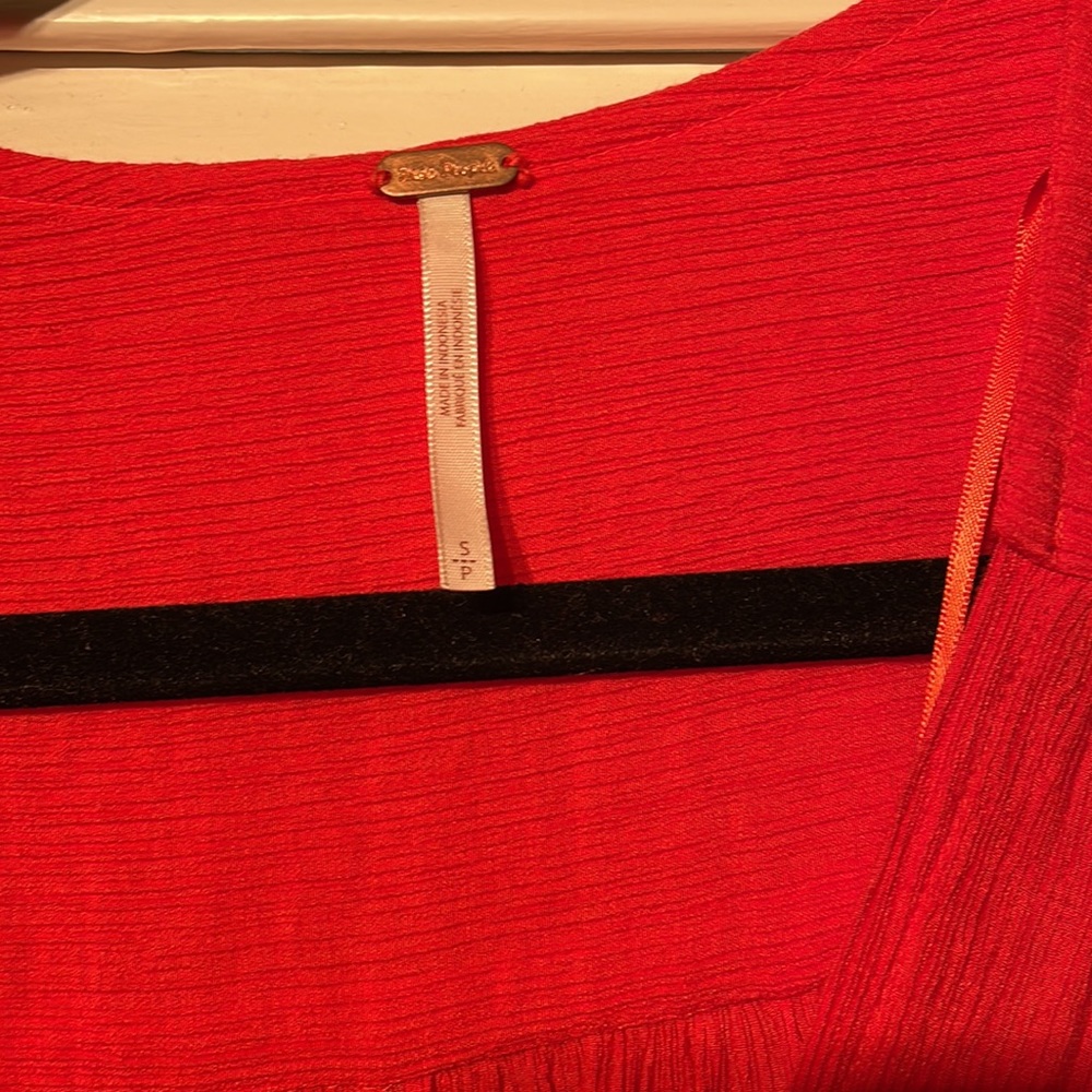 Free People Red Orange Top - Picture 2 of 5